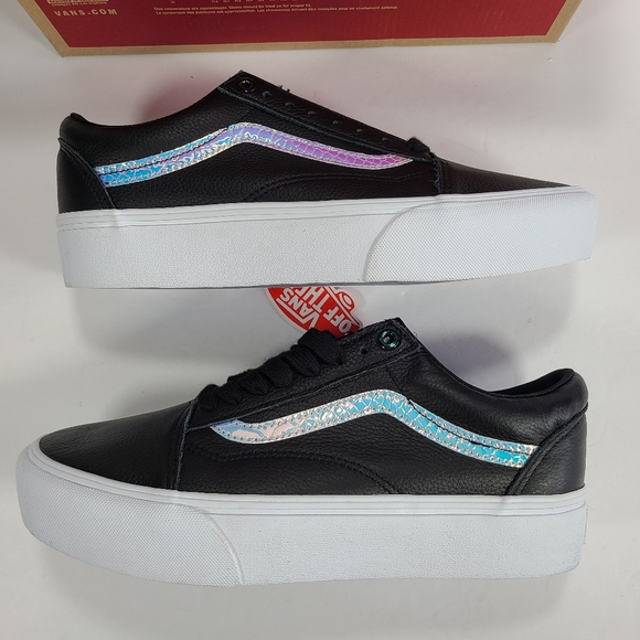 Vans Old Skool Platform Holo Sidestripe Black True White Sneakers Women Size 9.5 - Picture 7 of 12